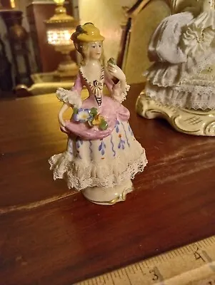 Buy Antique Figurine Porcelain Lace Dresden Doll House Girl Miniature German • 24.92£