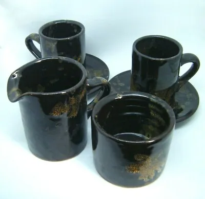 Buy Vintage Retro Brown Gold Abstract 'BF' Guernsey Studio Pottery Coffee Set  • 29.69£