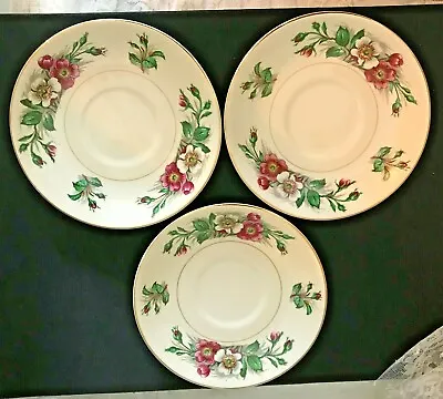 Buy Set Of 3 John Maddock & Sons Ltd. Ivory Ware Saucers Montana Floral Pattern • 17.47£