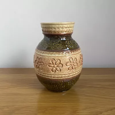 Buy BAY Keramik Vase West Germany Vintage Green Floral Flowers Shiny Glaze 660-17 • 14.99£