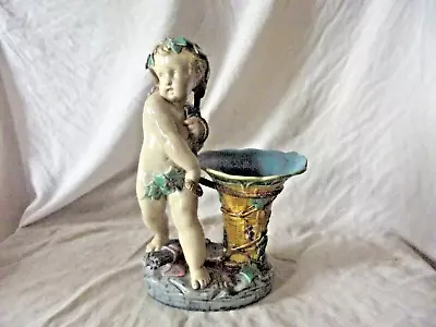 Buy Antique Minton Majolica Putti With Vase / Flower Holder  Date  1864   26cm • 345£