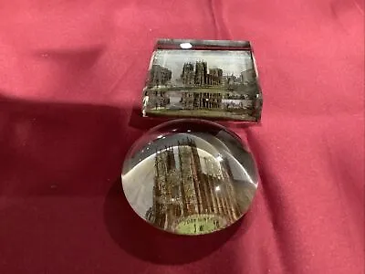 Buy 2 * Antique Glass Paperweight Of York Minster • 7£