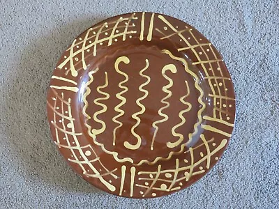 Buy Vintage Slipware Charger Plate Studio Pottery Art Redware Abstract Design • 39.99£