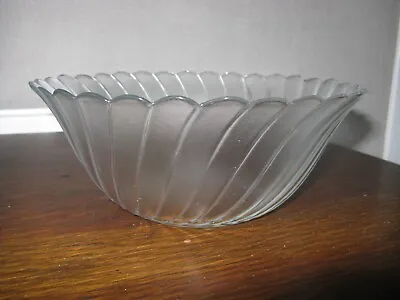 Buy Vintage French Glass Arcoroc Large Serving Bowl Frosted Swirl Design Scalloped. • 10£
