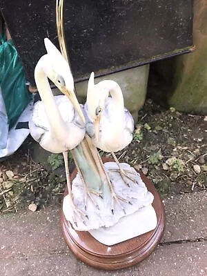 Buy Lovely Florence  Capodimonte Figurine  Pair Of Crane Birds Lamp Base Herron • 22.50£