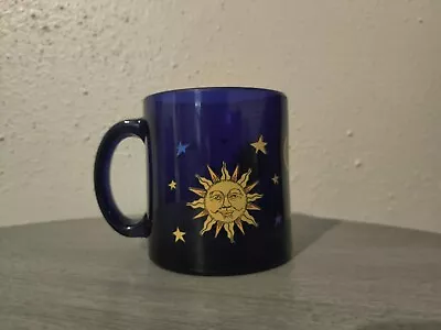 Buy Vintage Libbey Cobalt Blue Celestial Sun Glass Coffee Mug Moon Stars FRIENDS Mug • 42.85£