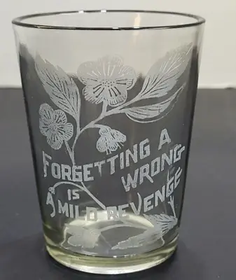 Buy Vintage Floral Clear Cut Glass Tumbler Says Forgetting A Wrong Is A Mild Revenge • 12.42£