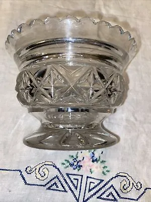 Buy Vintage Cut Pressed Glass Pretty Scalloped Pedestal Vase • 7£
