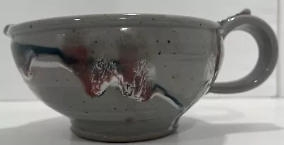 Buy John Bauman Pottery Batter/Mixing/Gravy Bowl / Pour Spout Red Blue White • 38.61£