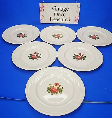 Buy Wedgwood MOSS ROSE Creamware * 6 X Large SIDE PLATES (7 ) Vintage 1950s EXC A • 14.95£