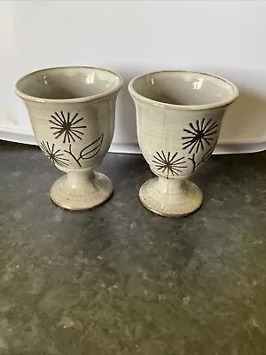 Buy Rare Doniau Cudd Bangor Pair Of Pottery Goblets  • 12£