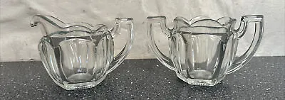 Buy Vintage Davidson Art Deco Chippendale Style Glass Milk Jug And Sugar Bowl • 9.99£