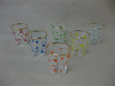 Buy Set Of 6 Vintage Retro Shot Glasses ~ Spots / Circles ~ Made In France • 12.99£