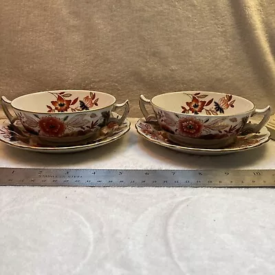 Buy Booths Dovedale Made In England 2 Soup Bowls And Saucers • 14£