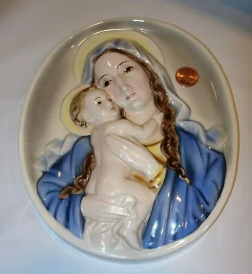 Buy Antique Vintage Keramos Porcelain Madonna Child Plaque Wien Austria Vienna 8.25  • 63.26£