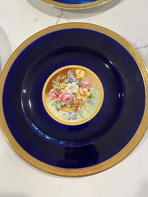 Buy One Crown Ducal Ware England 5080 Cobalt Blue Gold Plate Flowers Cabinet Basket • 15.09£