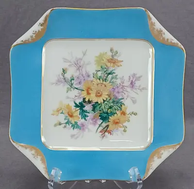 Buy Haviland Limoges Yellow Daisies & Purple Floral Blue & Gold Napkinfold Plate • 118.54£