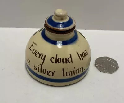 Buy Aller Vale Pottery Torquay Devon  Ink Well With Original Stopper Scandy Motto • 15.99£
