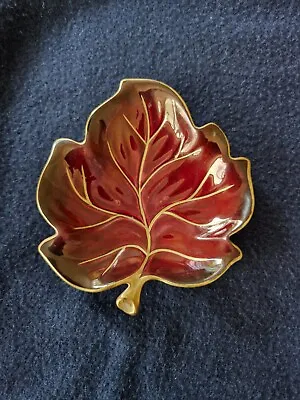 Buy Vintage Carlton Ware Red Gold Gilded “Rouge Royale” Art Deco Leaf Dish (1950s) • 6£