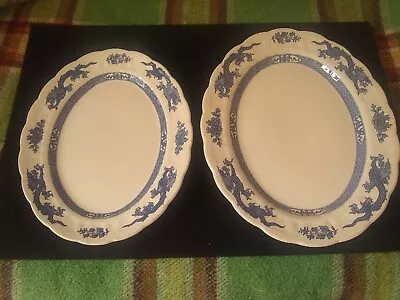 Buy Booths Blue Dragon Serving Oval Meat Plates Platters Graduated Set Of Two • 40£