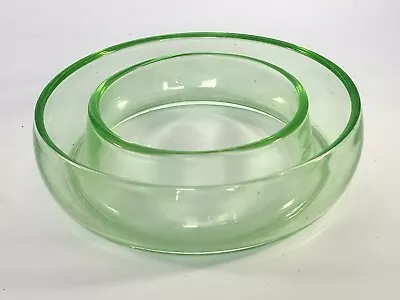 Buy Vintage Bright Green Pressed Glass Round Posy Ring Flower Vase VGC • 9.72£