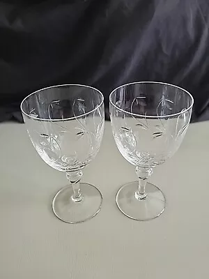 Buy Stuart Crystal Water/Wine Goblet Minuet Pattern 6 1/4  10 Oz-Set Of 2 • 19.17£