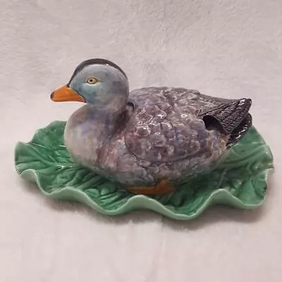 Buy Italian Majolica Ware Pottery Duck On A Green Leaf - Stamped • 45£