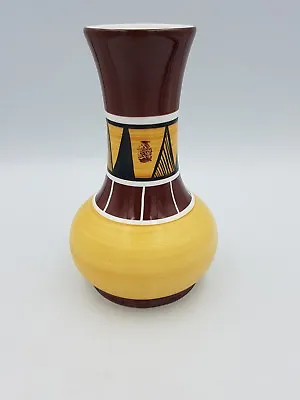 Buy Vintage Brian Wood Art Pottery  Vase “tribe” Hand Painted African Motif • 21.99£