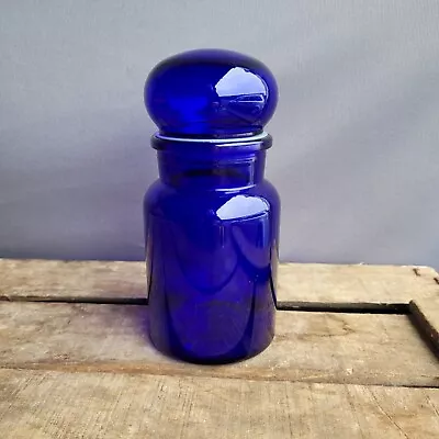 Buy Vintage Apothecary Dark Cobalt Blue Belgium Glass Jar Bottle • 14£