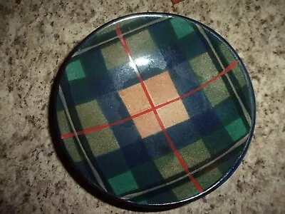 Buy The Tain Pottery Scotland Tartan Shallow Dish Pedestal Footed Bowl 6” • 23.71£