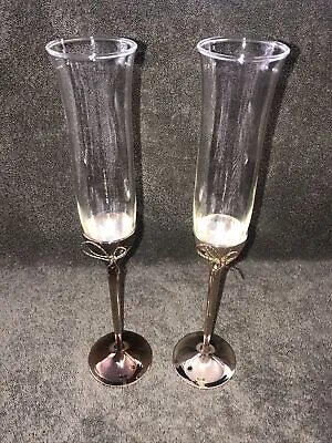 Buy Vera Wang By Wedgwood Love Knots Toasting Silver Champagne Flute 2pc Set. • 9.48£
