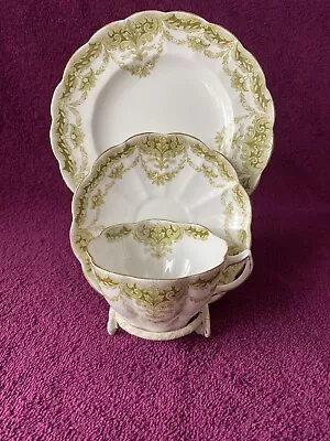 Buy Art Nouveau / Antique Tea Set Trio Tuscan China Scallops Shape Vintage Condition • 26£