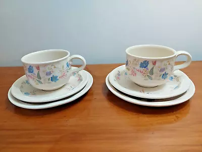 Buy 2 X Vintage Poole Pottery Springtime Trio - Tea Cups Saucers And Side Plates • 12.95£