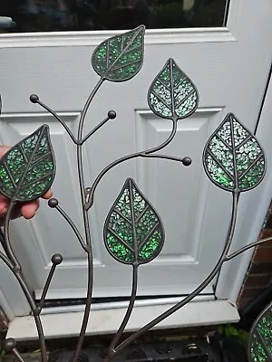 Buy Metal Wall Art Green Stain Glass Leaves • 40£