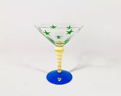 Buy Orrefors Anne Nilsson Clown Crystal Green Starred Yellow Striped Martini Glass • 164.97£