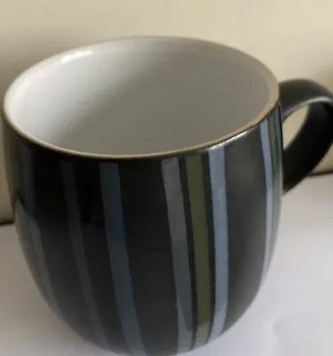 Buy DENBY Jet Stripes Balloon Coffee Tea Mug Cup In Grey Black Blue Olive Green • 9.80£