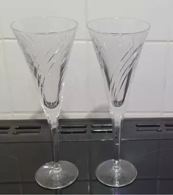 Buy Stuart Crystal 2 Fluted Champagne Glasses Pattern STU70 Discontinued Stamped • 27.99£