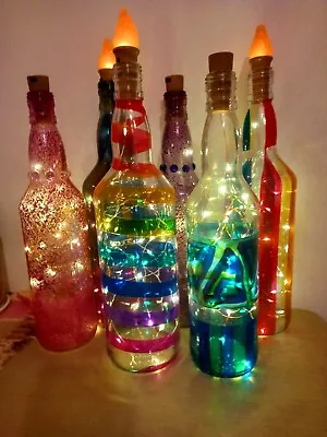 Buy Light Up Bottle Lamp LED Fairy Lights Rainbow Stained Glass Unique Gift Home Dec • 9.99£