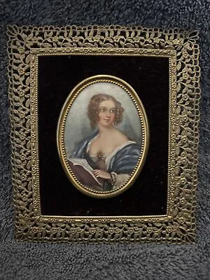 Buy Antique Portrait Miniature 18th Century Woman Holding A Book • 260.90£