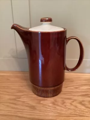 Buy Vintage Poole Pottery Brown Chestnut Coffee Pot White Lid Good Condition Retro • 5.50£