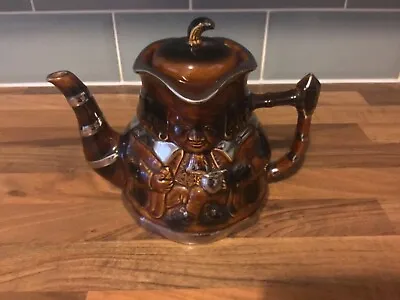 Buy Price Kensington Teapot Brown Silver Toby Jug Style English Pottery. VGC. • 1.99£