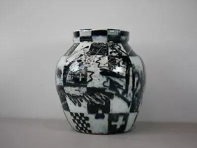 Buy Studio Pottery Vase, Checker Board Black & White Vase, Gledfield Mill Scotland • 23.99£