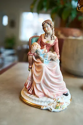 Buy Large CAPODIMONTE N Porcelain Figure Mother & Baby Child Elegant ITALY Viertasca • 287.26£