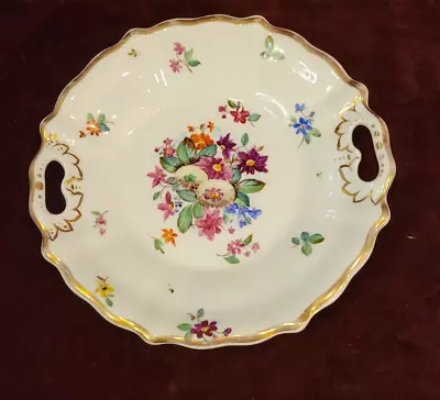 Buy KPM Germany Handled Plate 10  Scalloped Gold Edge Floral Pattern • 38.60£