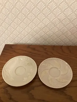 Buy Two Belleek 2nd And 3rd Period Marks  Ivy  Pattern And Low Celtic Saucers Mint • 10£