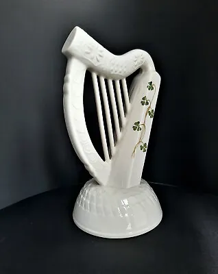 Buy Irish Parian Donegal China Harp, White With Green Shamrock Decoration, 23cm High • 12.95£