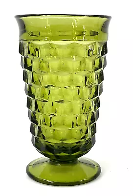 Buy VTG Avocado Green Indiana Colony Whitehall Cubist 6  Footed Glass • 12.24£