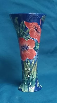 Buy Old Tupton Tube Lined  Hand Painted HIBISCUS Vase - 8 Inch • 39.95£