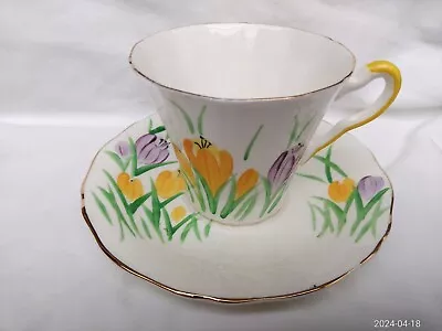 Buy Lovely Set Of (GOOD CONDITION)  Art Deco English China Crocus Cup & Saucer • 25£