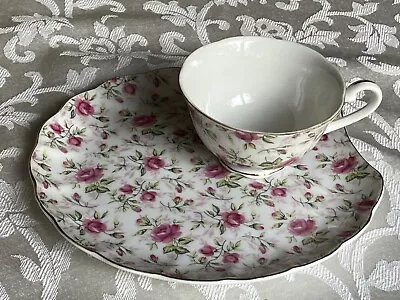 Buy Vintage Lefton China Hand Painted Pink Roses Luncheon Set Tea Cup & Plate 637 R • 12.01£